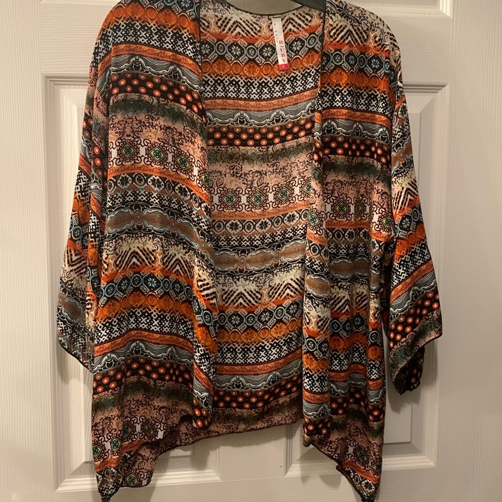 SIMPLY RUBY KIMONO JACKET SZ S NWOT MULTI COLORED 100% RAYON